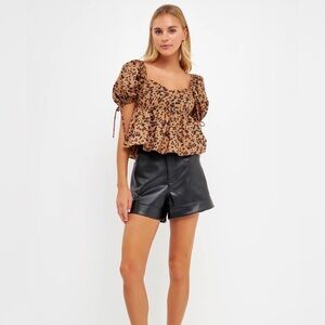 English Factory Brown Leopard Print Blouse